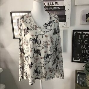 Floral Horse Print Women's Top ( L)